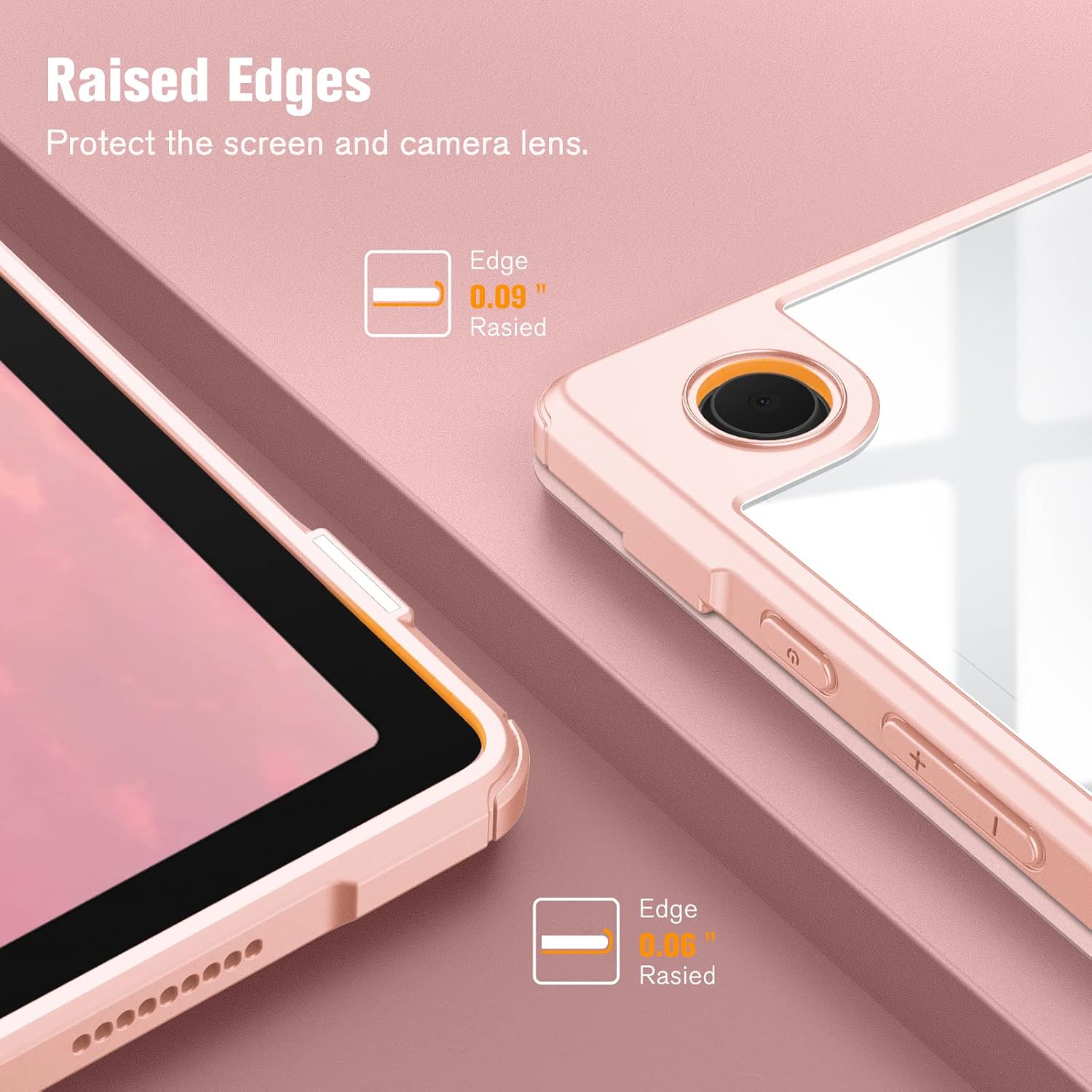 Fintie Clear Case for Samsung Galaxy Tab A8 10.5 Inch 2022 | For Model SM-X200/X205/X207, Transparent Back Shell, Shockproof Cover, Auto Wake/Sleep, Rose Gold