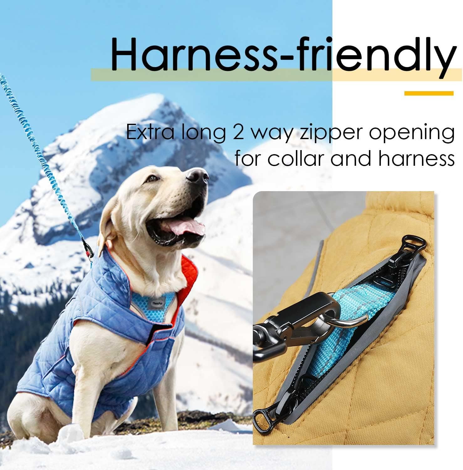 ThinkPet Dog Cold Weather Coats - Cozy Waterproof Windproof Reversible Winter Dog Jacket, Thick Padded Warm Coat Reflective Vest Clothes for Puppy Small Medium Large Dogs