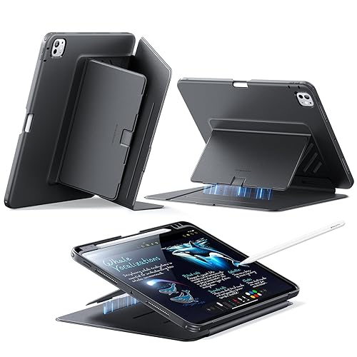 ESR for iPad Pro 11 Inch Case (M5/M4) 2025/2024, Vertical Stand Cover, Multi Stand Angles, Ultra-Stable Case with Pencil Holder, Flip Series, Black