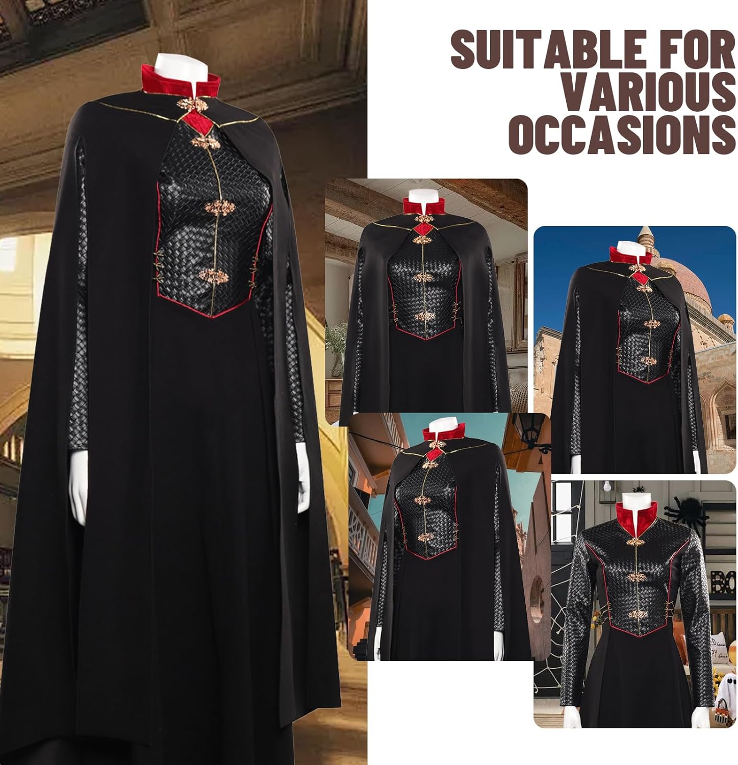 Adult Princess Dragon Costume Dress Women Princess Cosplay Black Robe Cloak Suits Outfits for Halloween