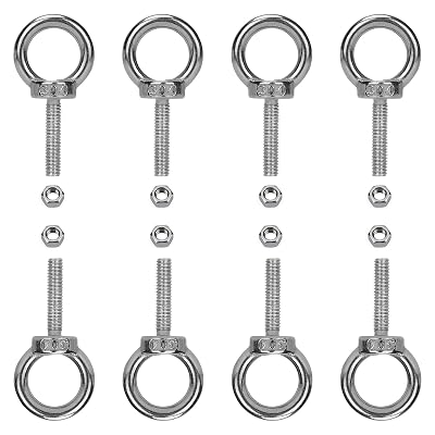 8 Pack M6 Stainless Steel Eye Bolts with Nuts 1" Thread Length, Eyebolts for DIY, Furniture, Swing, and Outdoor Use M6 x 25