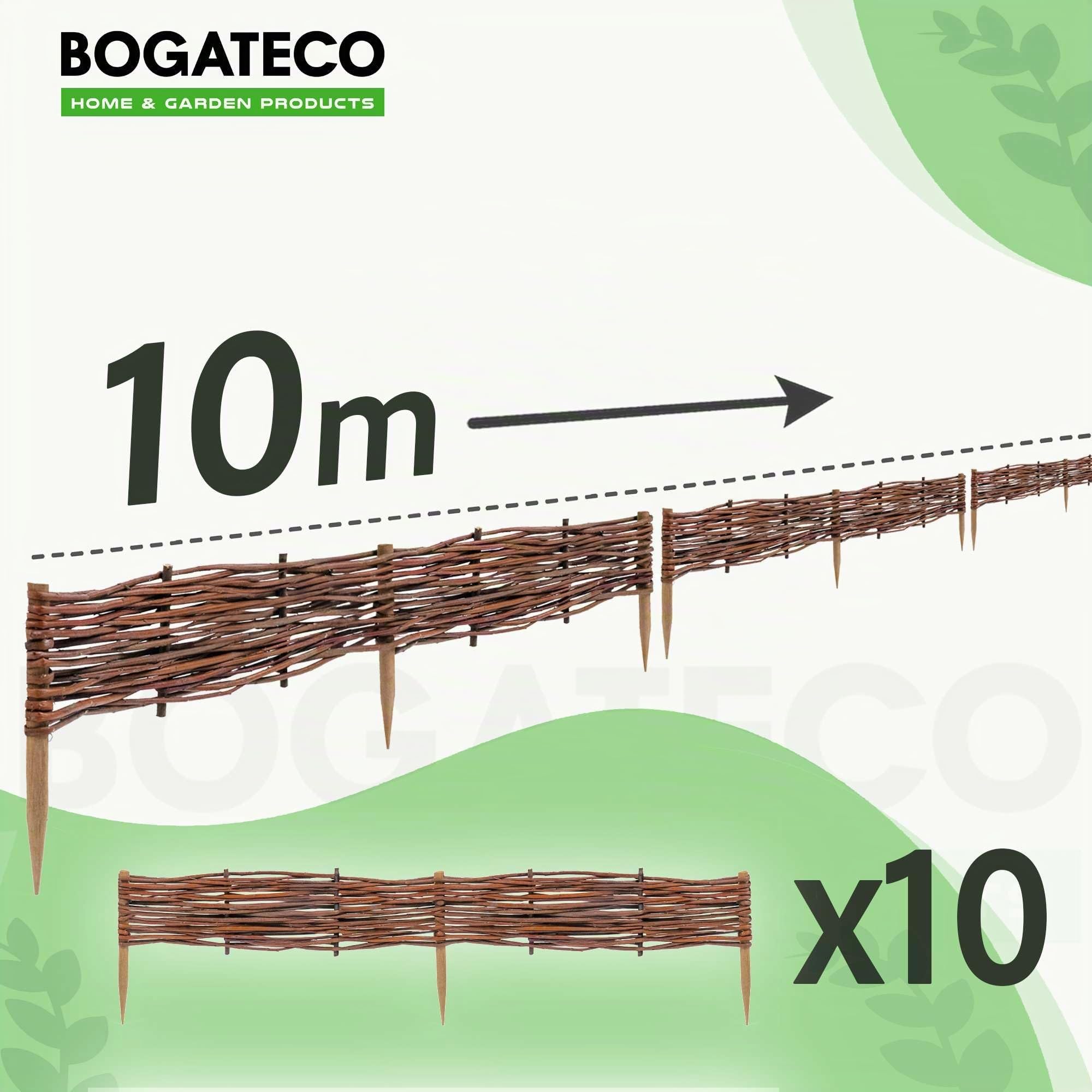 BOGATECO Bordures de Parterre en Saule | 100 cm de Long et 10 cm de Haut | Clôture en Bois pour Jardin | Délimitation de Chemin