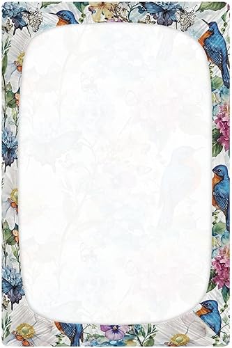 Miniatura 3 de Kigai Sábana bajera ajustable para cuna para niños y niñas, sábana de punto vintage con diseño de flor de pájaro para colchones estándar de cuna y
