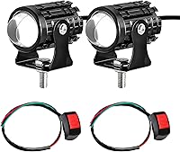 Wevdn 2PCS Super Bright White/Amber LED Motorcycle Fog Lights with Switches, IP67 Waterproof Auxiliary Spotlights for ATV Truck Tractor (8-80V)