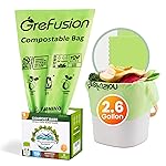 GreFusion 2.6 Gallon Compostable Trash Bags, 100 Count, Extra Thick 0.71 Mil, Certified by BPI and ASTM D6400, Perfect Fit for Small Trash Cans