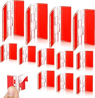 12 Pcs Self-Adhesive Clear Acrylic Hinges Large Plastic Folding Hinges 2 Sizes Foldable Hinge Tools Transparent Continuous Piano Hinge for DIY Crafts Box Cabinet Drawer Furniture Display Stand