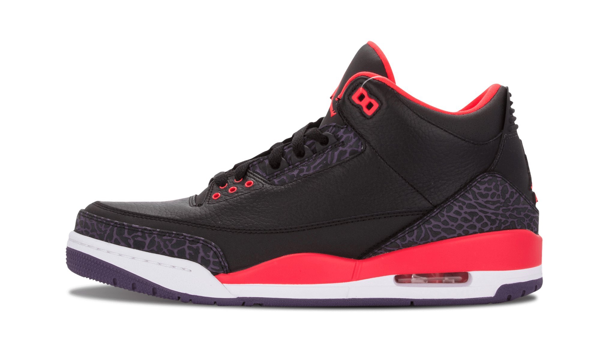Nike Mens Air Jordan 3 Retro Crimson Black/Bright Crimson-Canyon Purple Leather