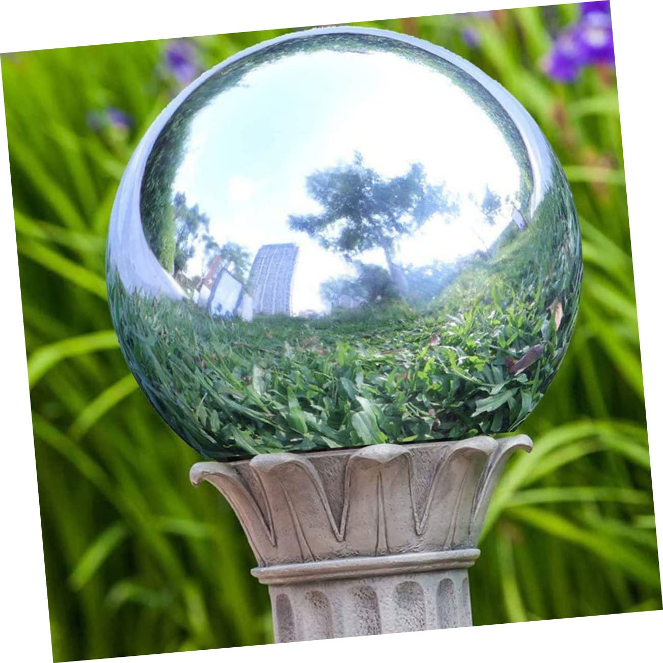 Sosoport Stainless Steel Mirror Polishing Balls 5pcs Garden Decor Balls Outdoor Reflector for Patio