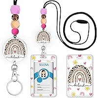 Vista 14 de Cordones arcoíris para profesores para tarjetas de identificación y llaves, lindo cordón de silicona con cuentas separables para mujeres