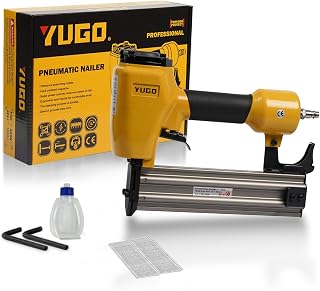 YUGO 16-Gauge Pneumatic Finish Nailer, Adjustable Depth Lightweight Air Nail Gun for Furniture and Cabinets, Doors and Windows, Beading, Decorative Trims T50-S1