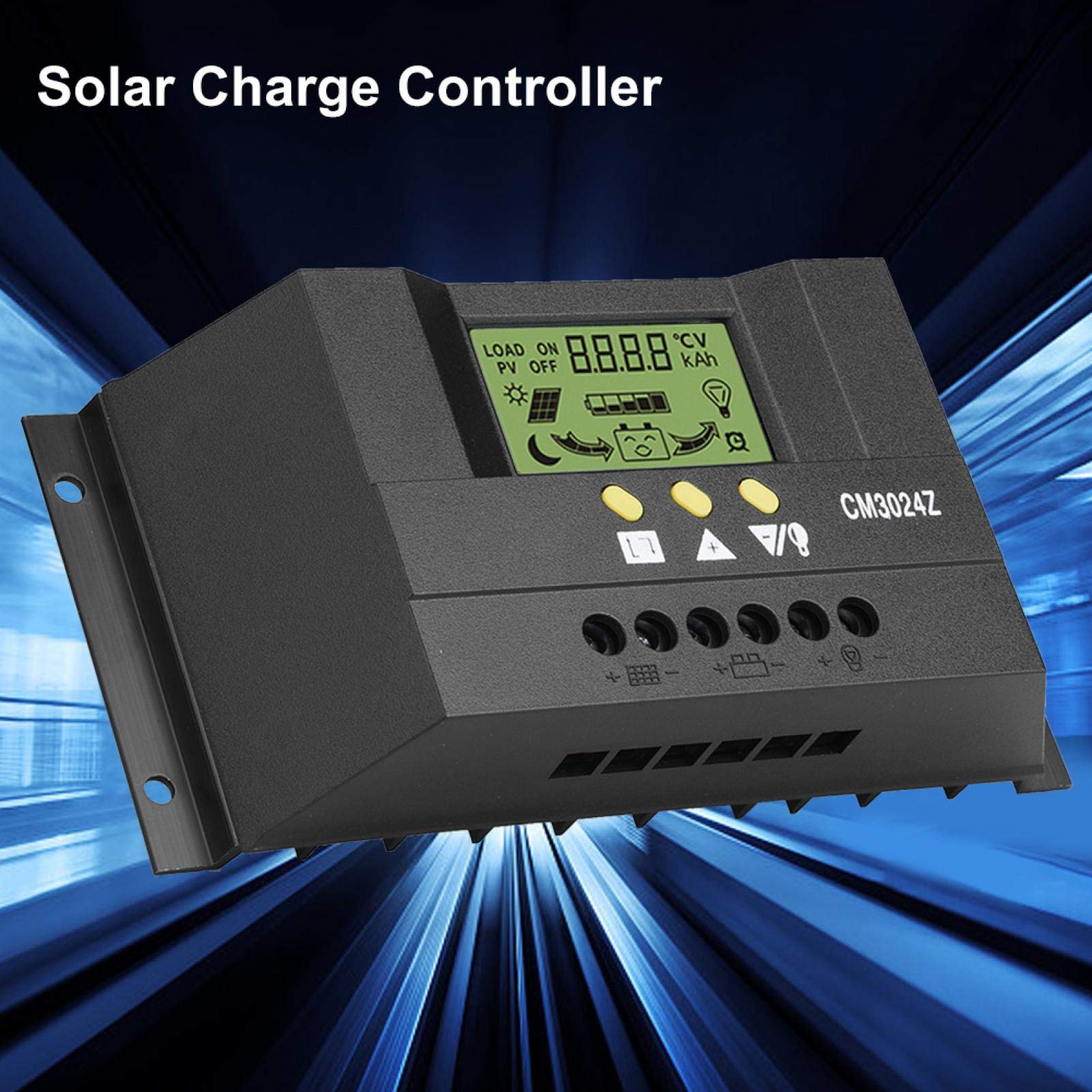 Dual-USB-Solarladeregler, PWM Intelligenter Solarpanel-Laderegler Regler LCD-Display 12V 24V 30A zum Anschließen von Batterie, Solarpanel und DC-Last