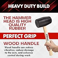 Vista 5 de YIYITOOLS YY-2-005 - Martillo tipo mazo de goma con mango de madera, 24 onzas, negro
