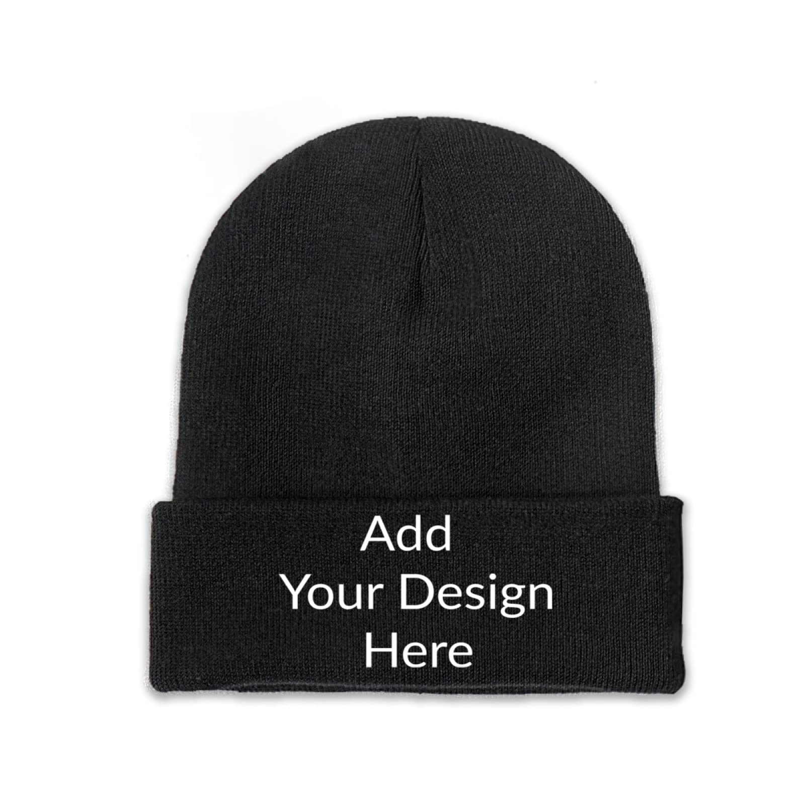 Miujonvy Unisex Black 0 Custom Winter Hat Beanie For Men & Women Slouch Black Beanie Add Your Design Here Personalized Hat