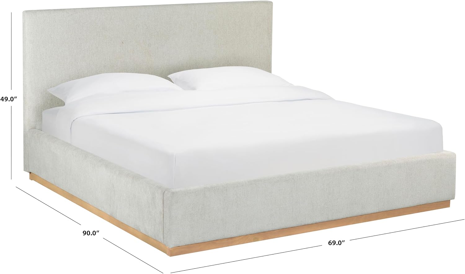 SAFAVIEH Couture Collection - Pippin Ivory Chenille Upholstered Queen Bed with Headboard, No Box Spring Required (SFV5063D-Q)
