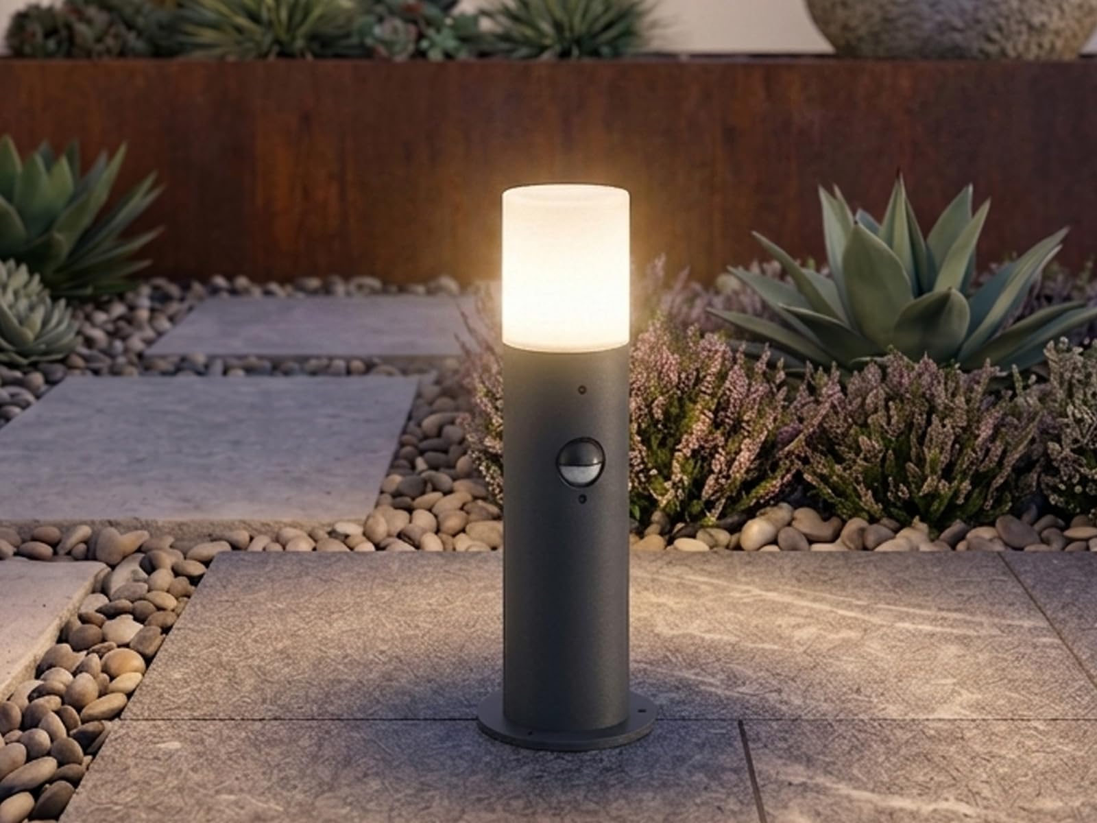 Trio Leuchten Hoosic 522260142 zewnętrzna lampa drogowa, aluminium, antracyt/biała, czujnik ruchu