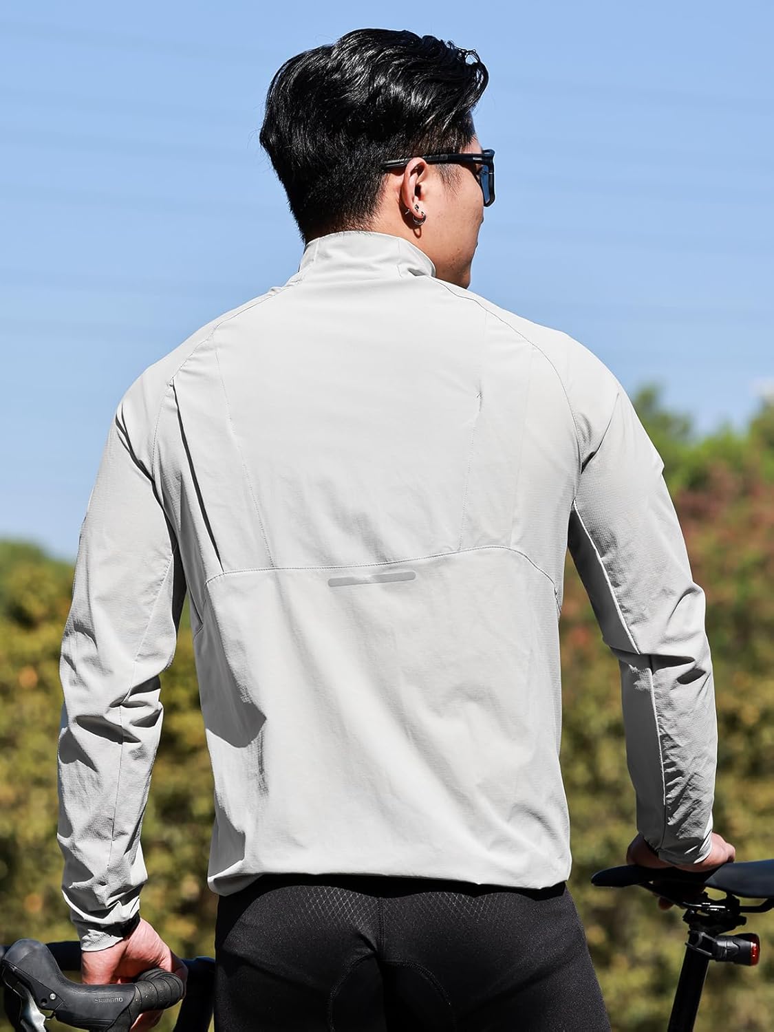 WOSAWE Lightweight Windproof Cycling Jacket with YKK Dual Zipper Water-Repellent Reflective Windbreaker for Running Commuting - Image 3
