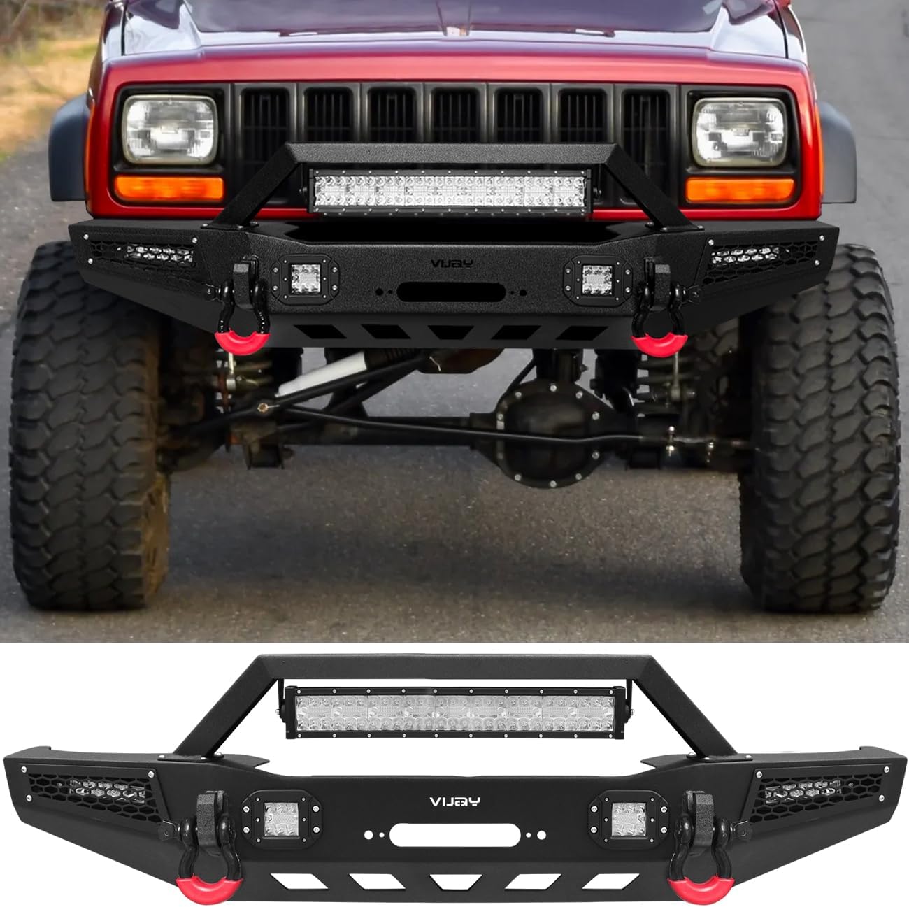 Vijay Front Bumper Fits 1984-2001 Cherokee XJ and 1984-2001 Comanche MJ
