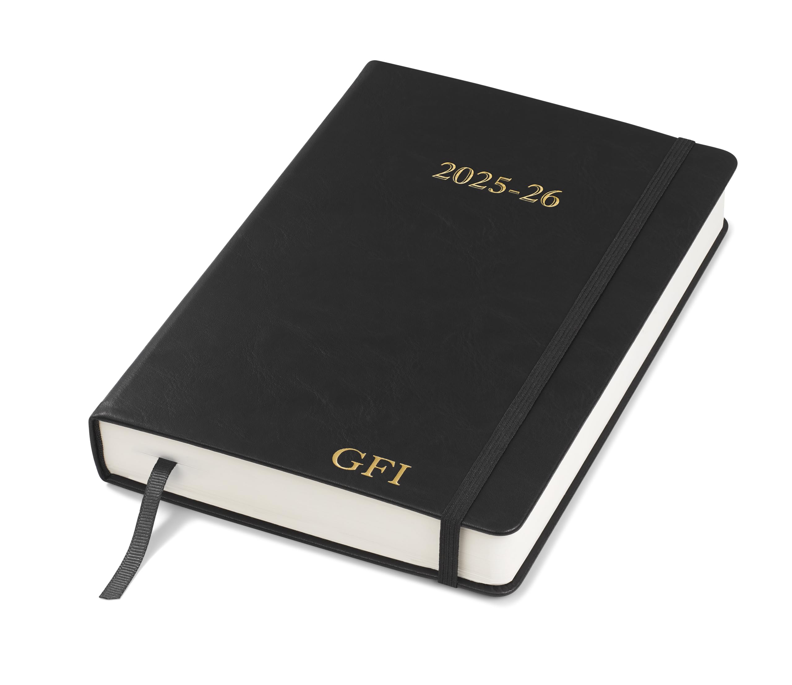 Wykeham's Executive 2025-26 Daily Journal Planner – Mid-Year Academic Diary (Personalized Black, 8.5"×5.5")