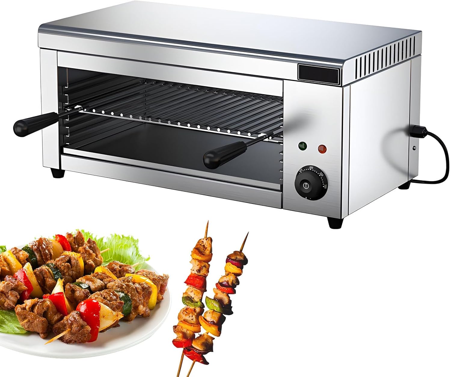 2000W Commercial Electric Toaster Oven - Stainless Steel Countertop & Wall-Mounted Steak Broiler for Toasting, Grilling Sandwiches, Chicken, and Meat 220V