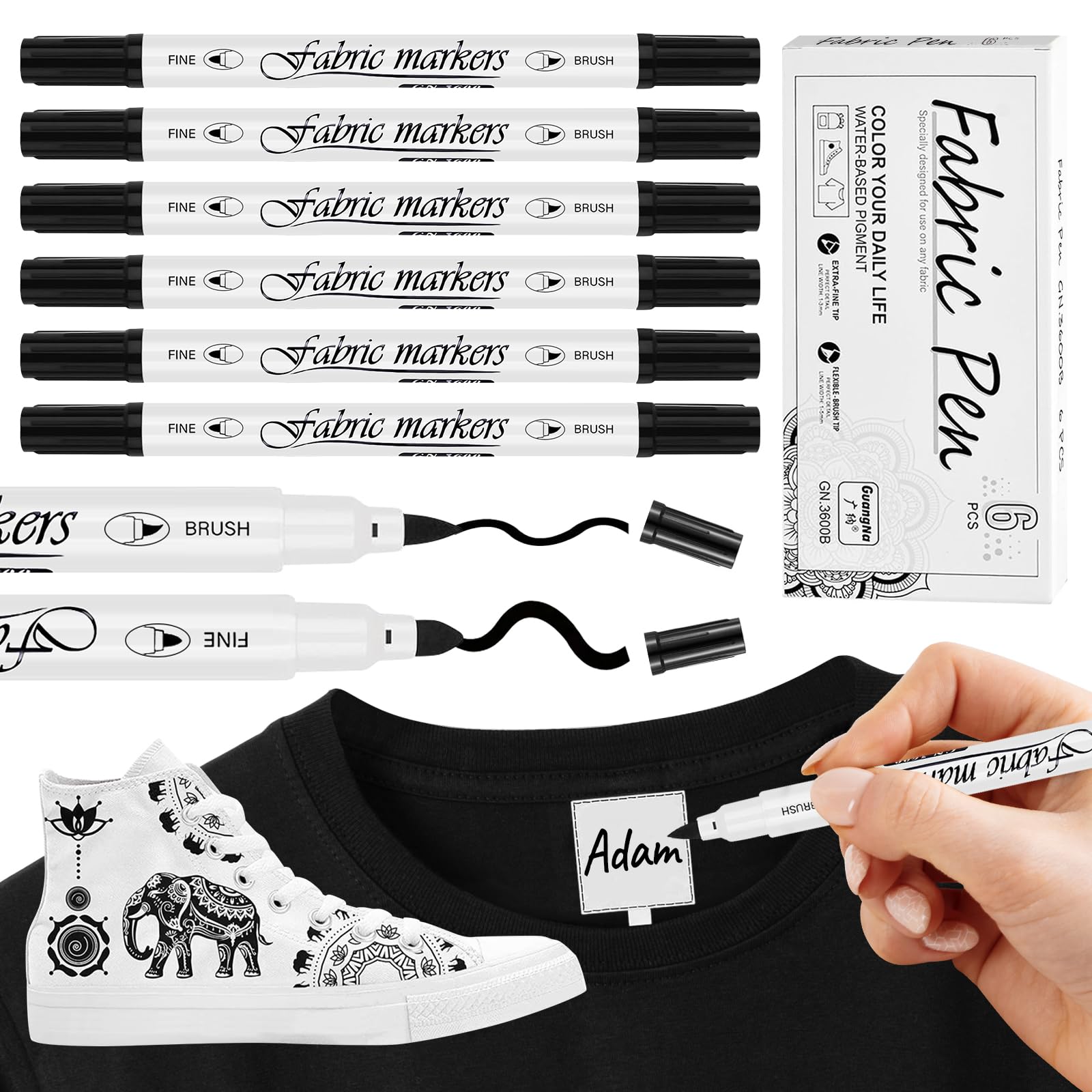 Eberhard Faber 578204 - Textielmarker met sjablonen, 4 textielstiften machinewasbaar