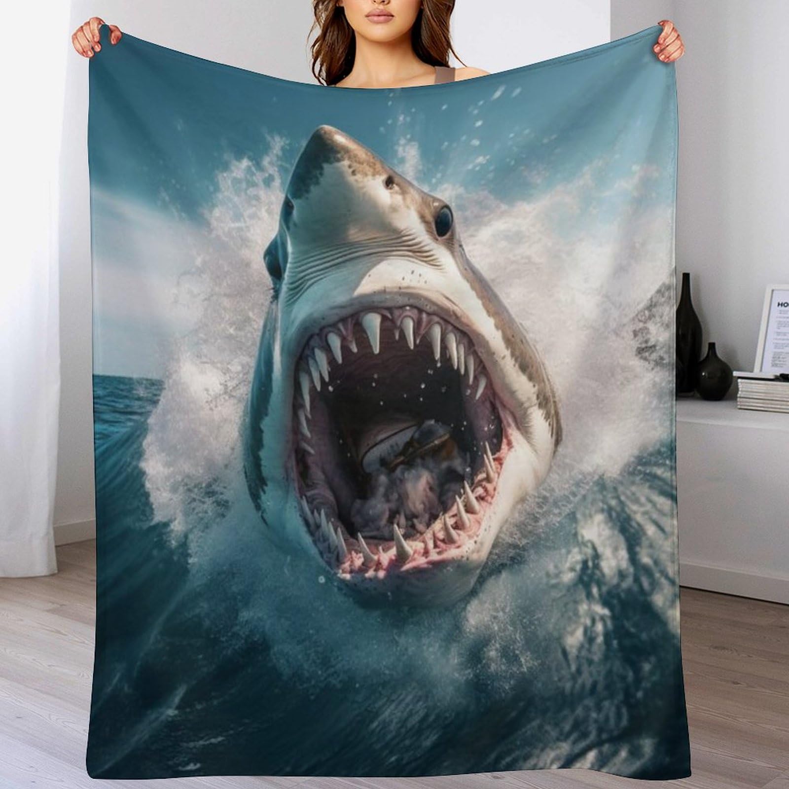 Couverture polaire flannel douce requin lavable machine contre le froid