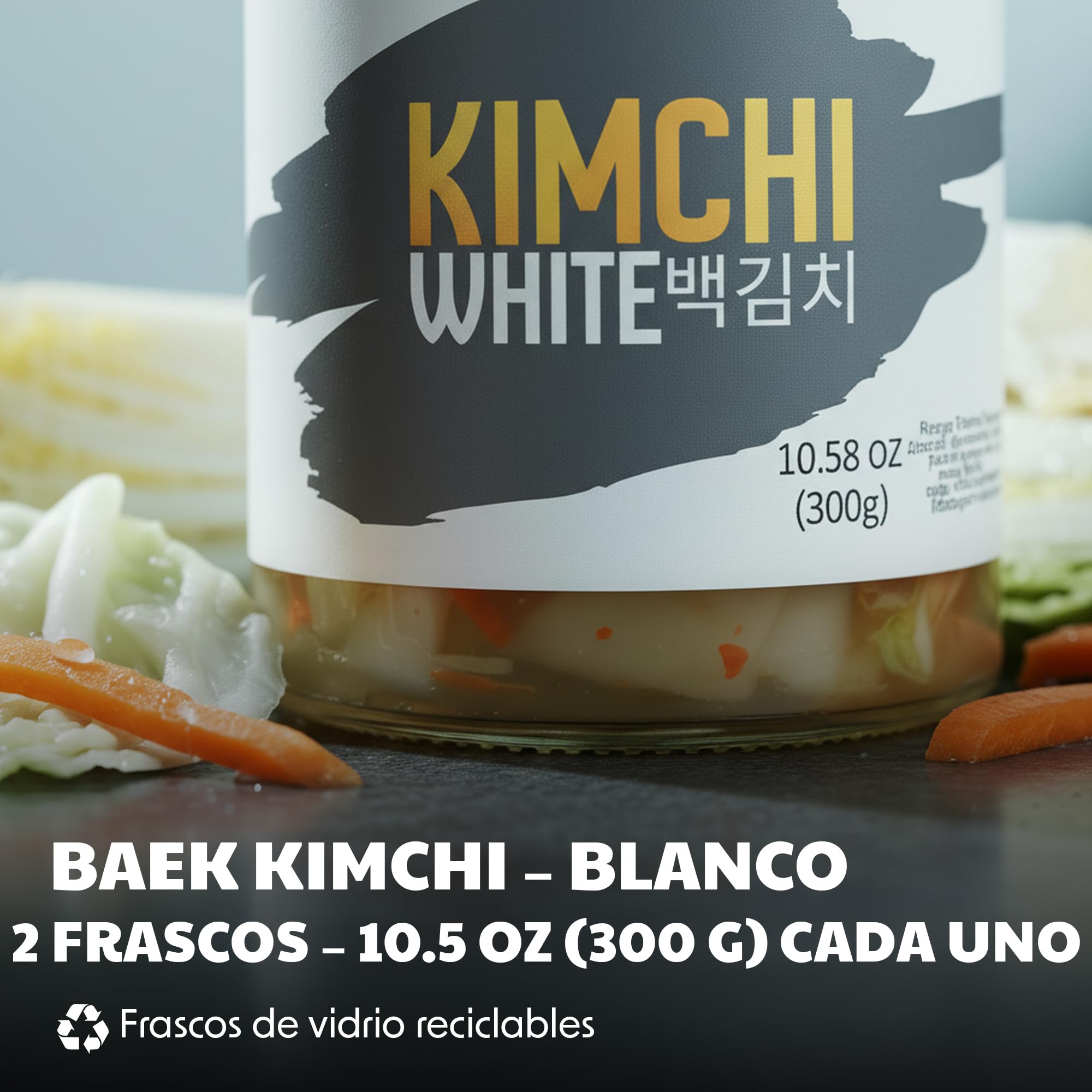 Bakoki 백김치 Baek‑Kimchi – Kimchi blanco, suave y sin picante, fermentado tradicionalmente, con baja emisión de olores – 2 × 300 g (ideal para almuerzos, bowls y guarniciones) — view 7