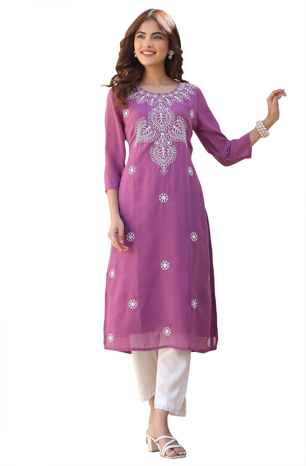 Janasya Women's Georgette Regular Fit Floral Regular Kurta - Review, Price and Buying Guide