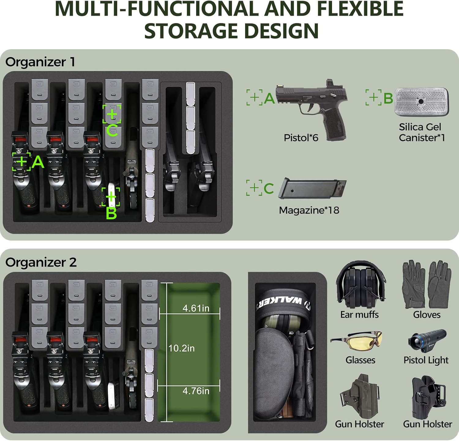 Pistol Gun Case for Multiple Handguns – TSA Approved Travel Pistol Case with 2 TSA Locks, Pre-cut Heavy Duty Waterproof Hard Shell Gun Case with Silica Gel Canister - Image 2