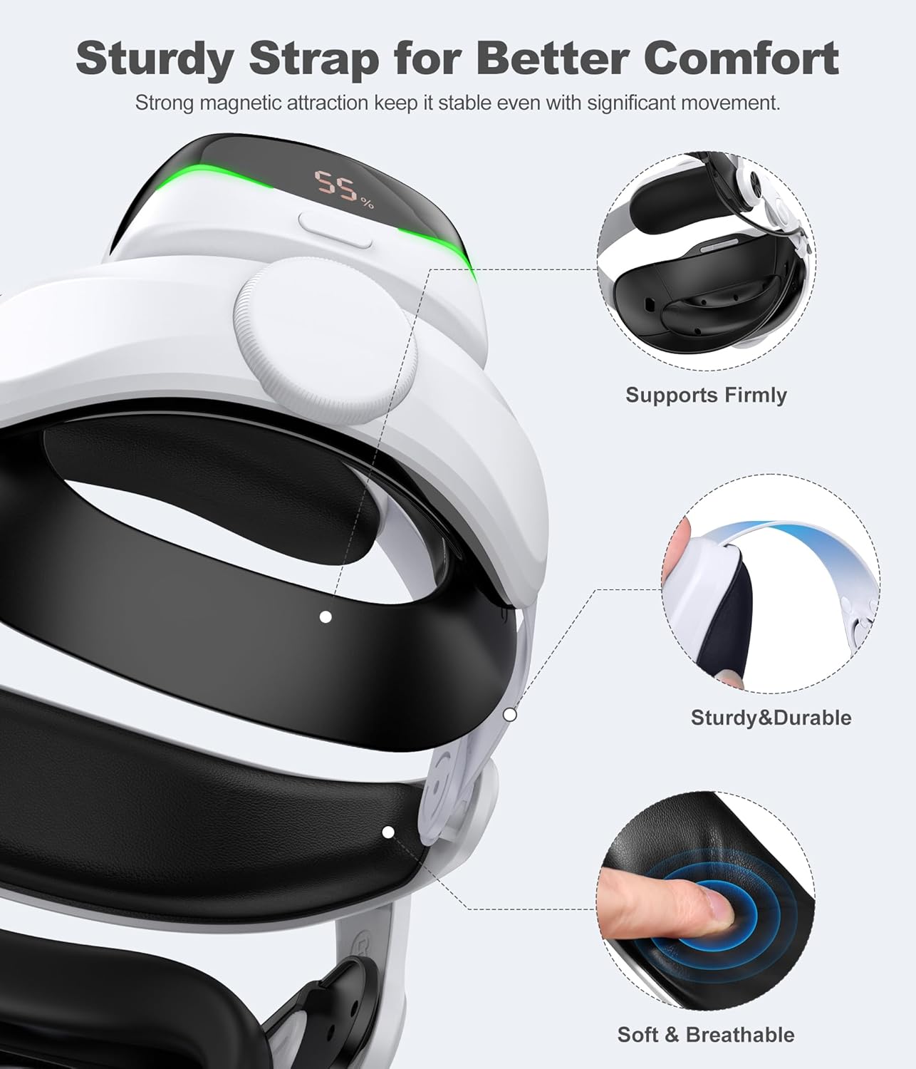 Battery Head Strap for Meta Quest 3/Quest 3S/Quest 2, with Magnetic Hot-Swappable & Detachable 6700mAh Battery Pack, Extends 2–3H Playtime, Comfortable VR Headset Strap for Oculus - MQ4000 - Image 6