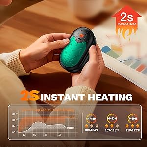 DAXING Hand Warmers Rechargeable 2 Pack, Pocket Hand Warmers with AI Control, 3-Temp Setting, 2x10 Hours Safe Heat, Electric Hand Warmers Fit Gloves for Skiing, Fishing, Hunting, Women Xmas Gifts