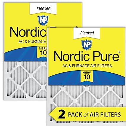 Nordic Pure 16x16x1M10-2 MERV 10 AC Furnace Filter 16x16x1 Pleated Merv 10 AC Furnace Filters Qty 2