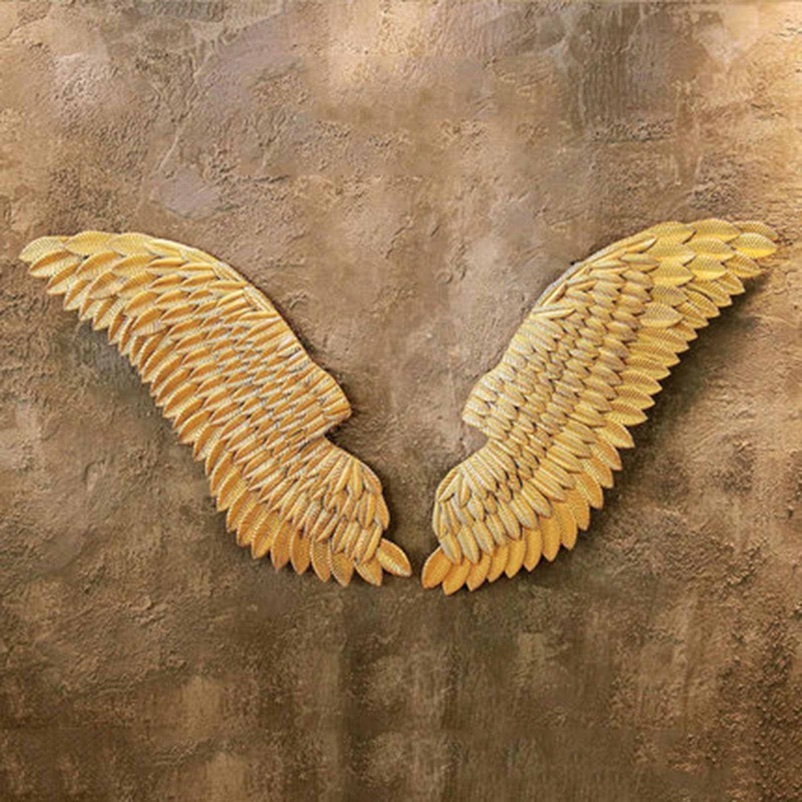 Ailes d'ange décoration murale métal suspension vintage style industriel 110cm