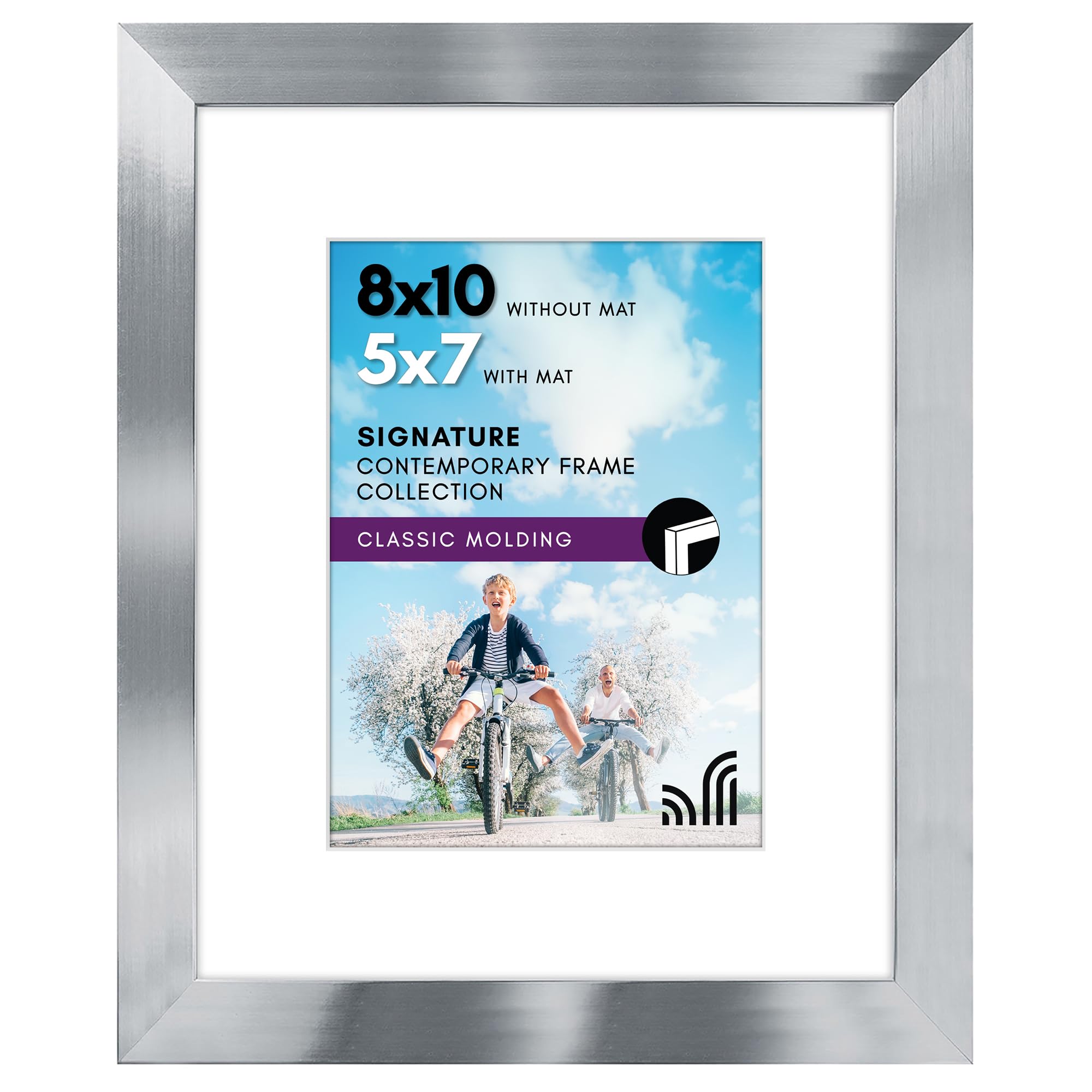 Americanflat Vintage Silver Picture Frame - 8x10 Frame With Beaded Accents & Shatter-Resistant Glass