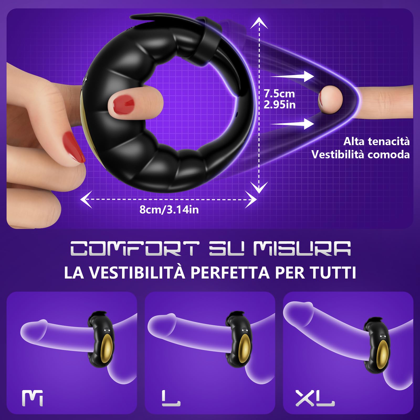 Anello Vibrante per Lei e Lui Sex Toys Uomo -Sexytoysys Coppia con App 10 Modalità Vibrazione & Fibbia Regolabile,Vibratore Clitoride Anello Pene Cock Ring Giochi Erotiici Coppie Sexytoysys Uomo Donna