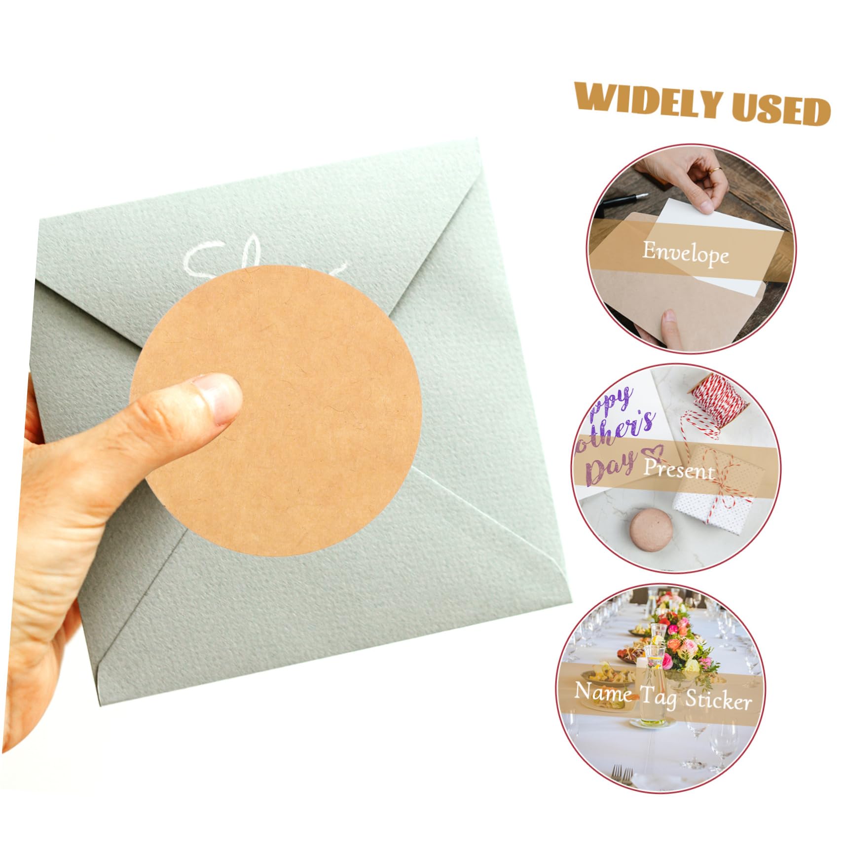 jojofuny 5 Adesivo rotondo kraft piccolo adesivi etichetta appiccicoso simpatiche etichette adesive etichette adesive vuote su cui scrivere carta kraft