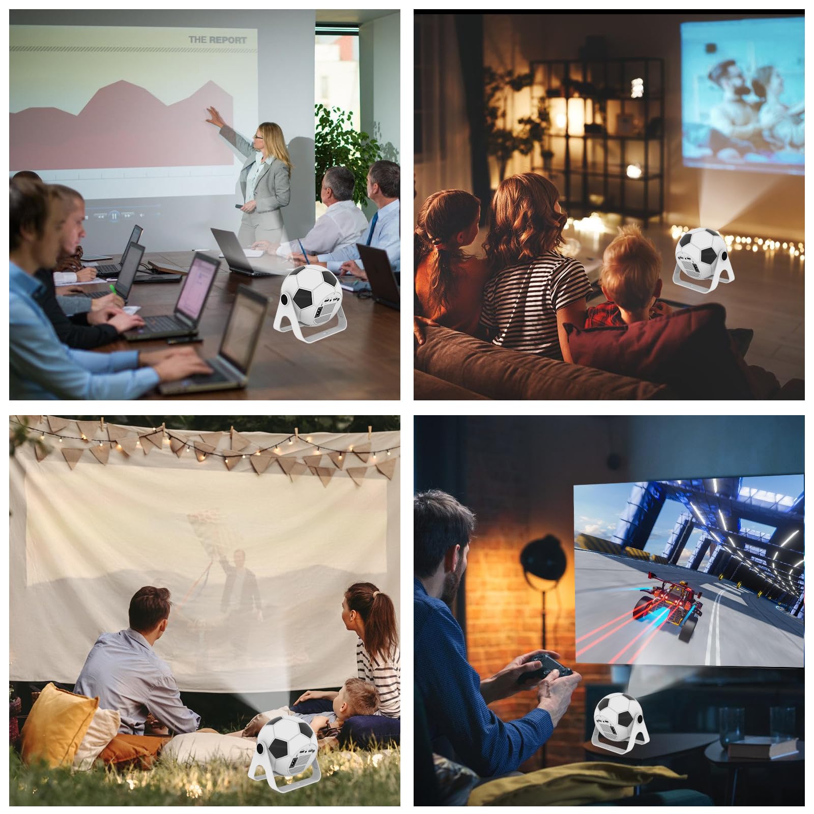 Mini-projecteur de Football 2026, Compatible 4K/1080p, 220 ANSI, avec Correction Automatique de la Distorsion trapézoïdale Verticale, Rotation à 270°, Wi-FI 6 Double Bande et Bluetooth 5.4