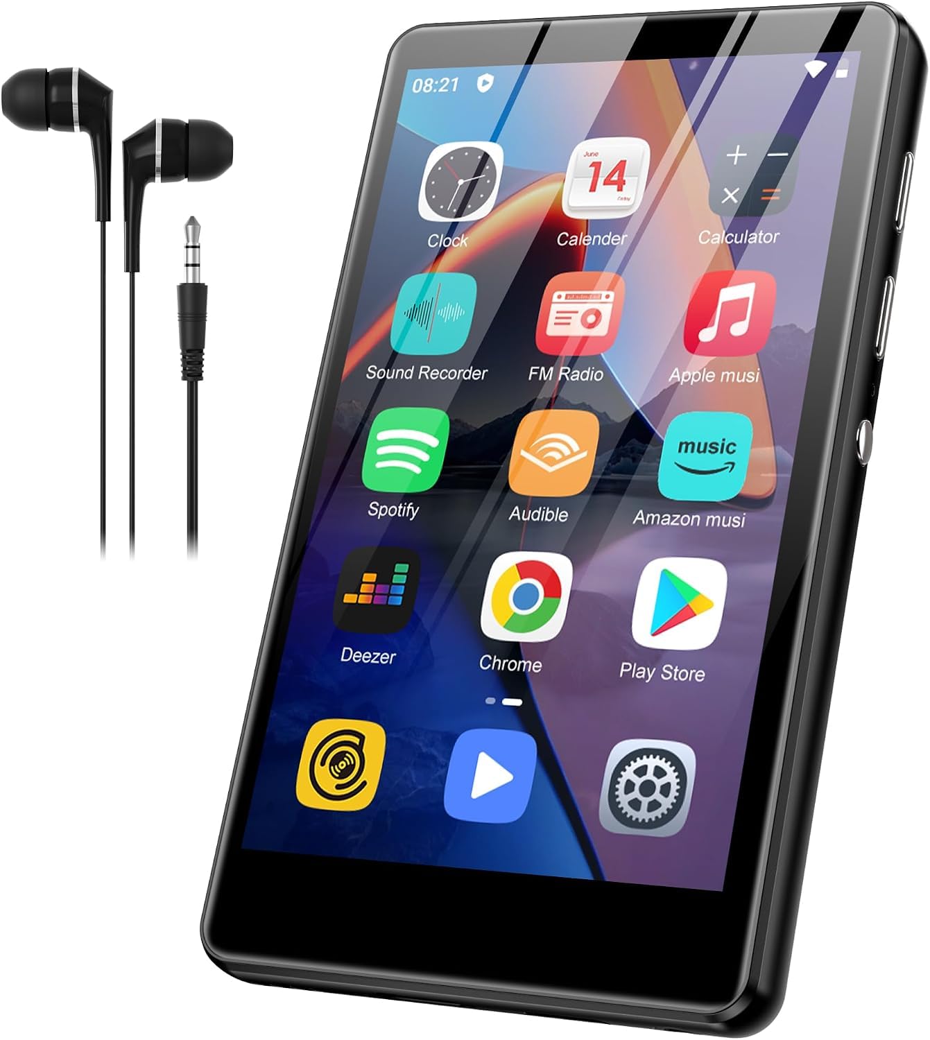 SWOFY Reproductor MP3 de 80 GB con Bluetooth y WiFi, pantalla táctil de 4.0 pulgadas, reproductor MP3 y MP4 Android con Spotify, Amazon Music, radio FM, grabadora, libro electrónico, navegador (negro)
