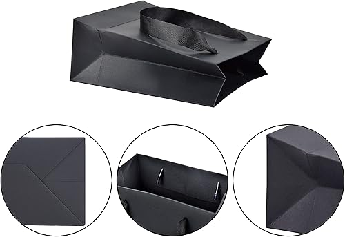 Miniatura 9 de HUAPRINT Bolsas de papel negras, bolsas de regalo negras mate, pequeñas bolsas de compras con asas, paquete de 30 unidades de 4.5 x 2.5 x 6