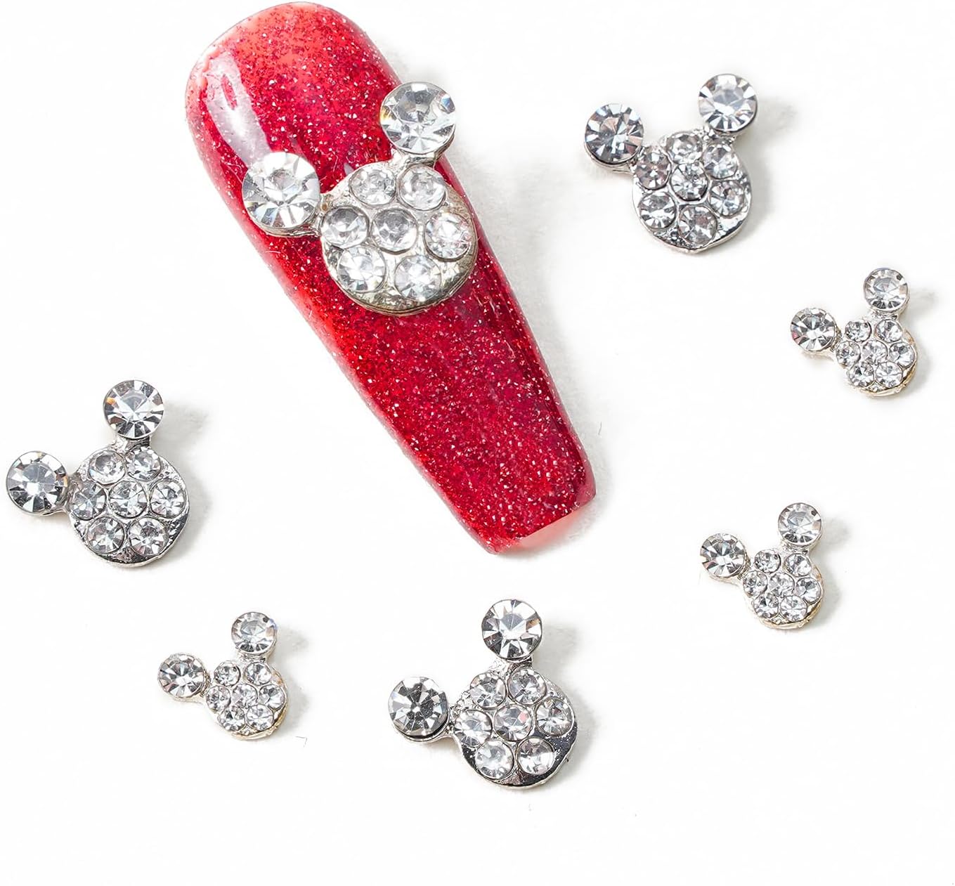 20PCS Kawaii Charms Jewelry Rhinestone Cute Nail Charms 3D Mouse Alloy Rhinestones DIY Manicure Jewelry Crystal Charms for Nails Art Accessories, 2 Sizes