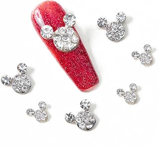 20PCS Kawaii Charms Jewelry Rhinestone Cute Nail Charms 3D Mouse Alloy Rhinestones DIY Manicure Jewelry Crystal Charms for Nails Art Accessories, 2 Sizes