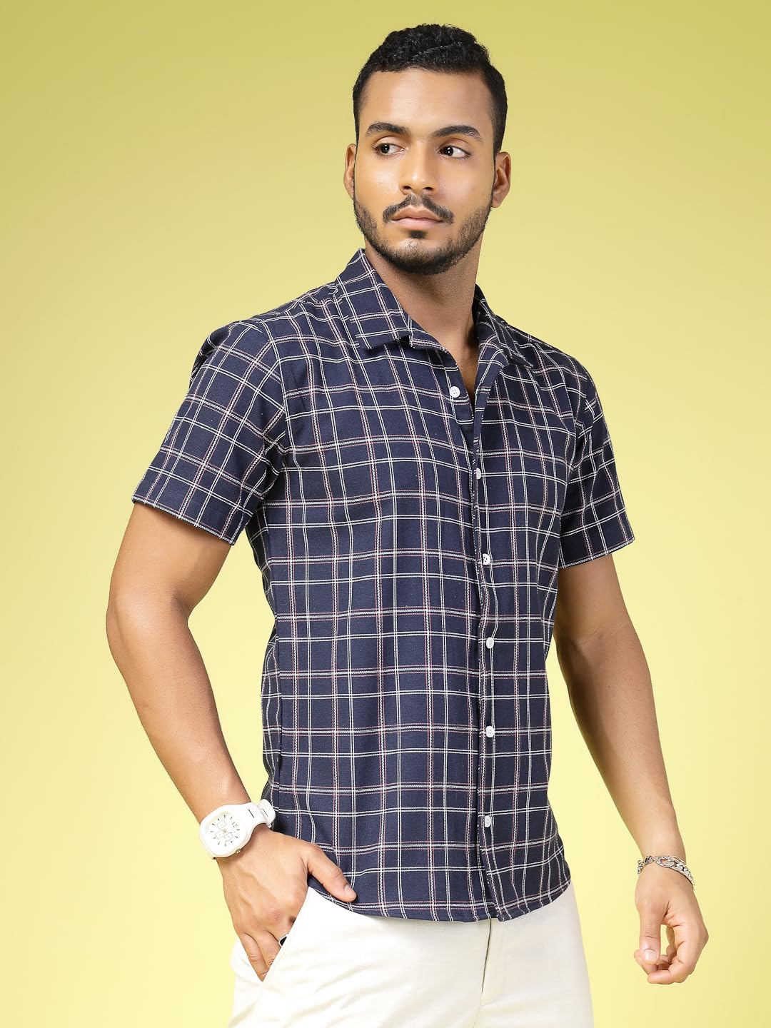 Rigo Cotton Check Shirt for Men | Soft Textured Summer Essential with Cuban Collar Shirt for Men | Half Sleeves, Slim Fit Shirt for Men offers donot miss 6 Rigo Cotton Check Shirt for Men | Soft Textured Summer Essential with Cuban Collar Shirt for Men | Half Sleeves, Slim Fit Shirt for Men offers donot miss
