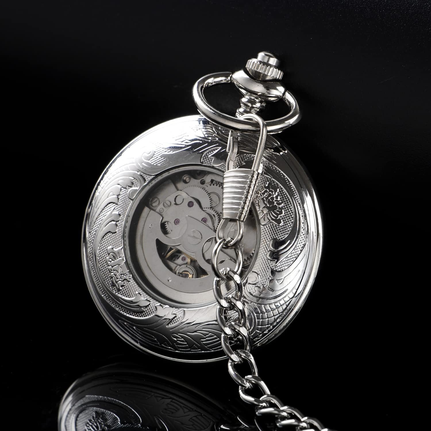 Classic Bronze/Black Mechanical Pocket Watches, Mechanical Vintage Bronze/Black Mechanical Pocket Watches Roman Numerals Black Dial Watches