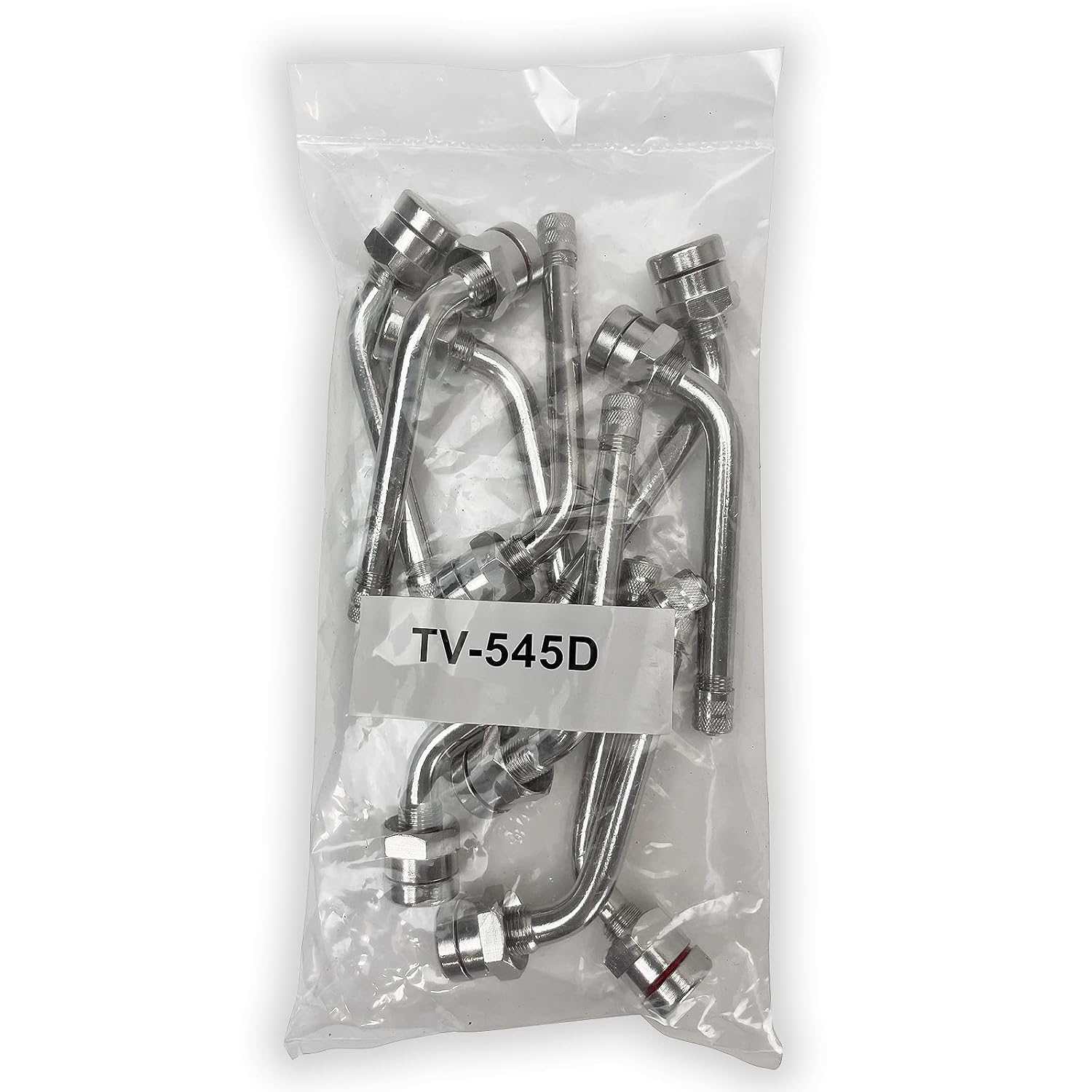 25 - TR545D 60 Degree Bend 3 inch O-Ring Valve Stems. Nickel Plated Brass Clamp-in Valve Stems for use in 22.5 and 24.5 Alcoa Truck and Bus Wheels with 9.7mm Valve Holes. TV-545D Haltec Valve Stems.