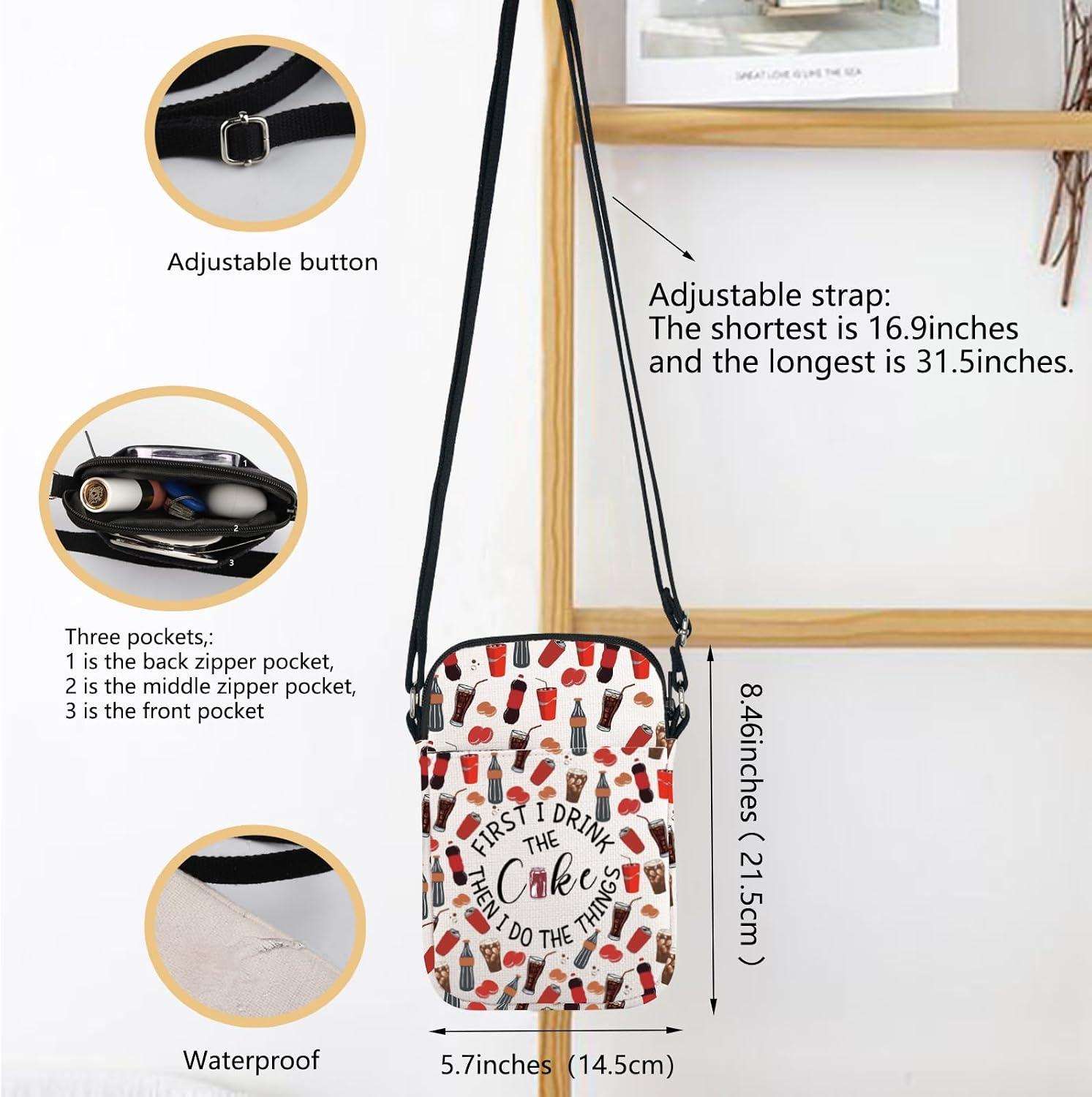 Soda Drink Crossbody Bag Soda Addict Messenger Bag Fizzy Drinking Gift Ice Drink Lover Handbag