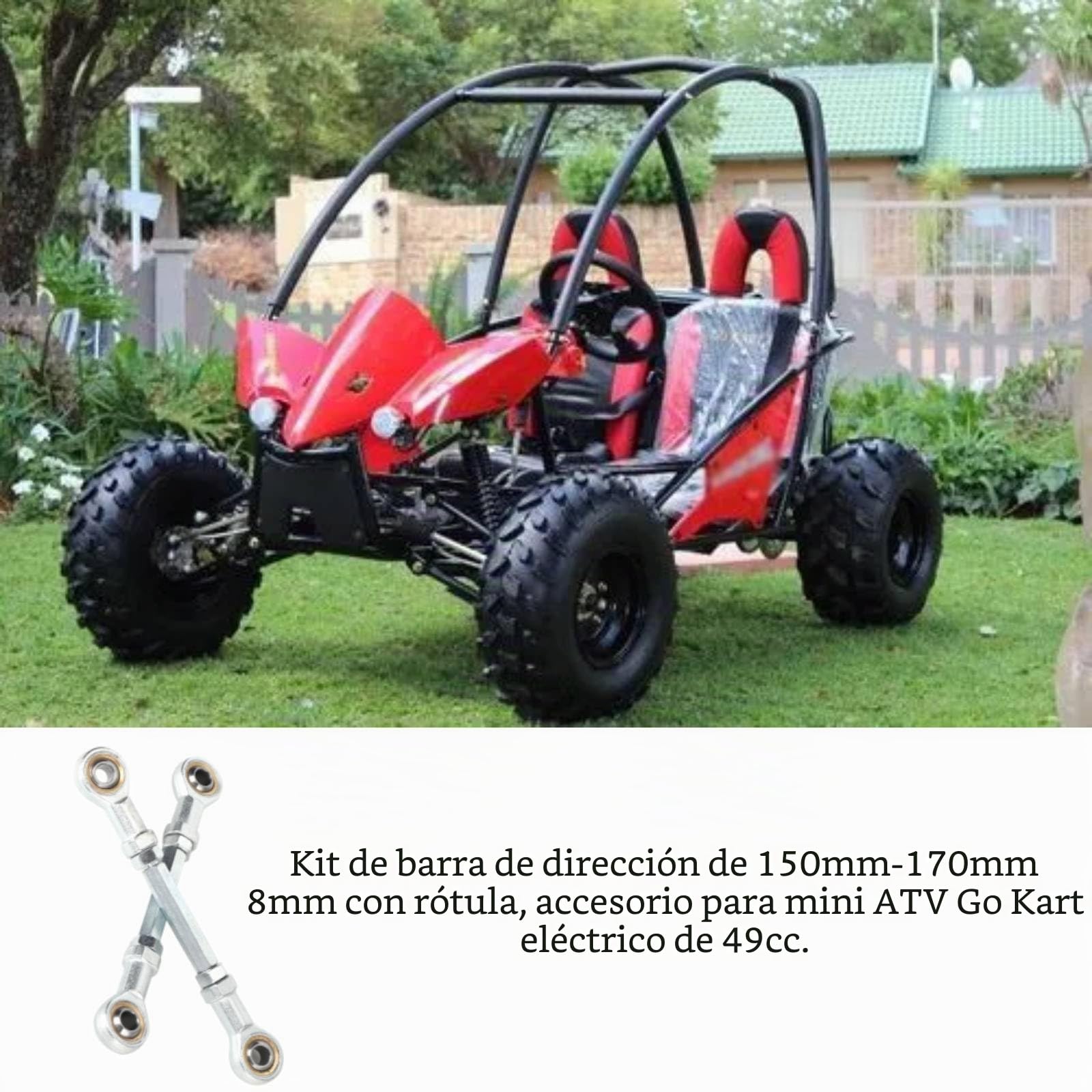 2 piezas 150mm -170mm 8mm Kit de barra de acoplamiento de dirección Junta de rótula de metal para 49cc Mini ATV eléctrico Go Kart Rotula Axial Direccion Rotulas Direccion Quad