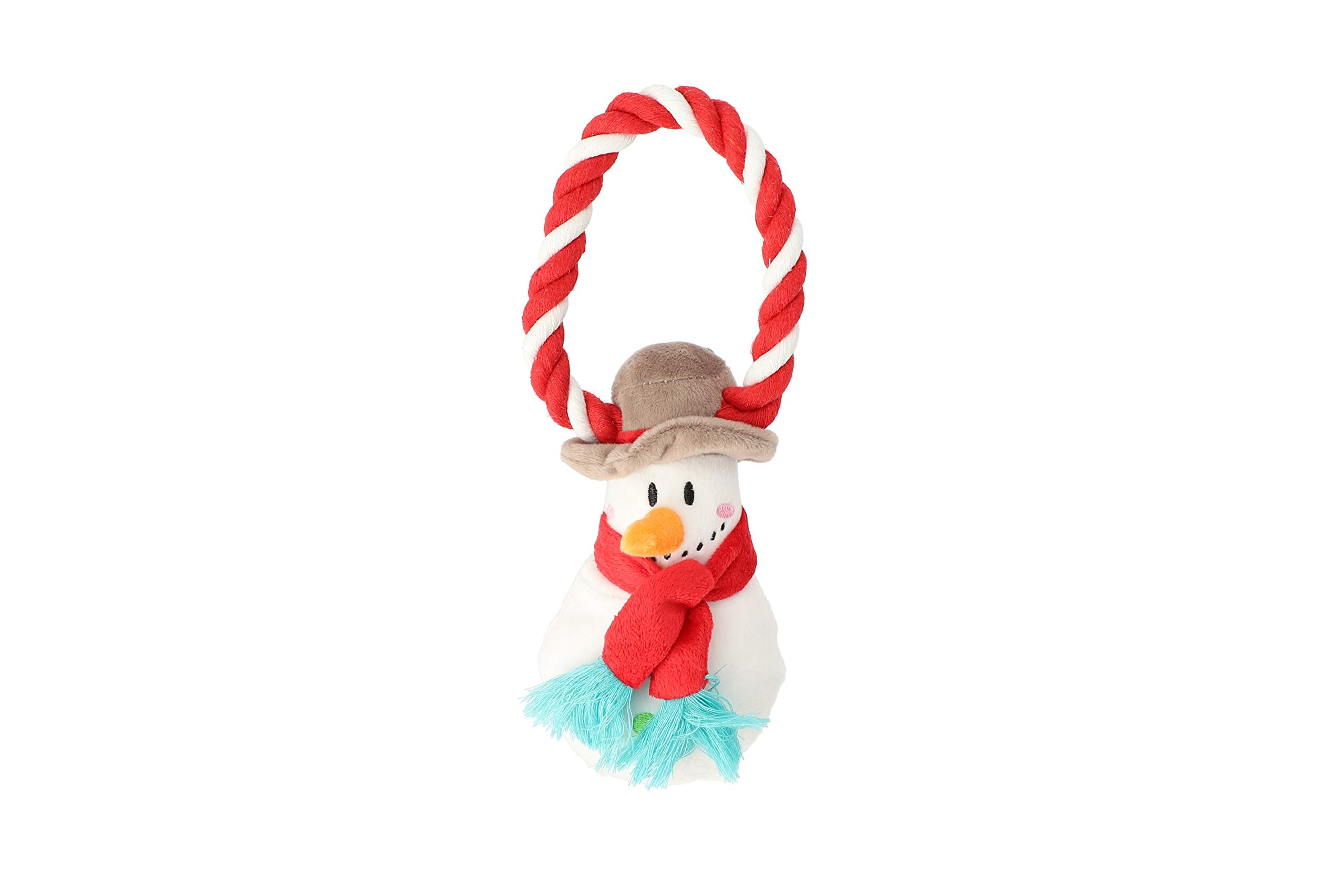 Giocattolo Per Cani Dingo SNOWMAN - Peluche A Forma Di Pupazzo Di Neve Con Corda E Sonaglio, 18 Cm