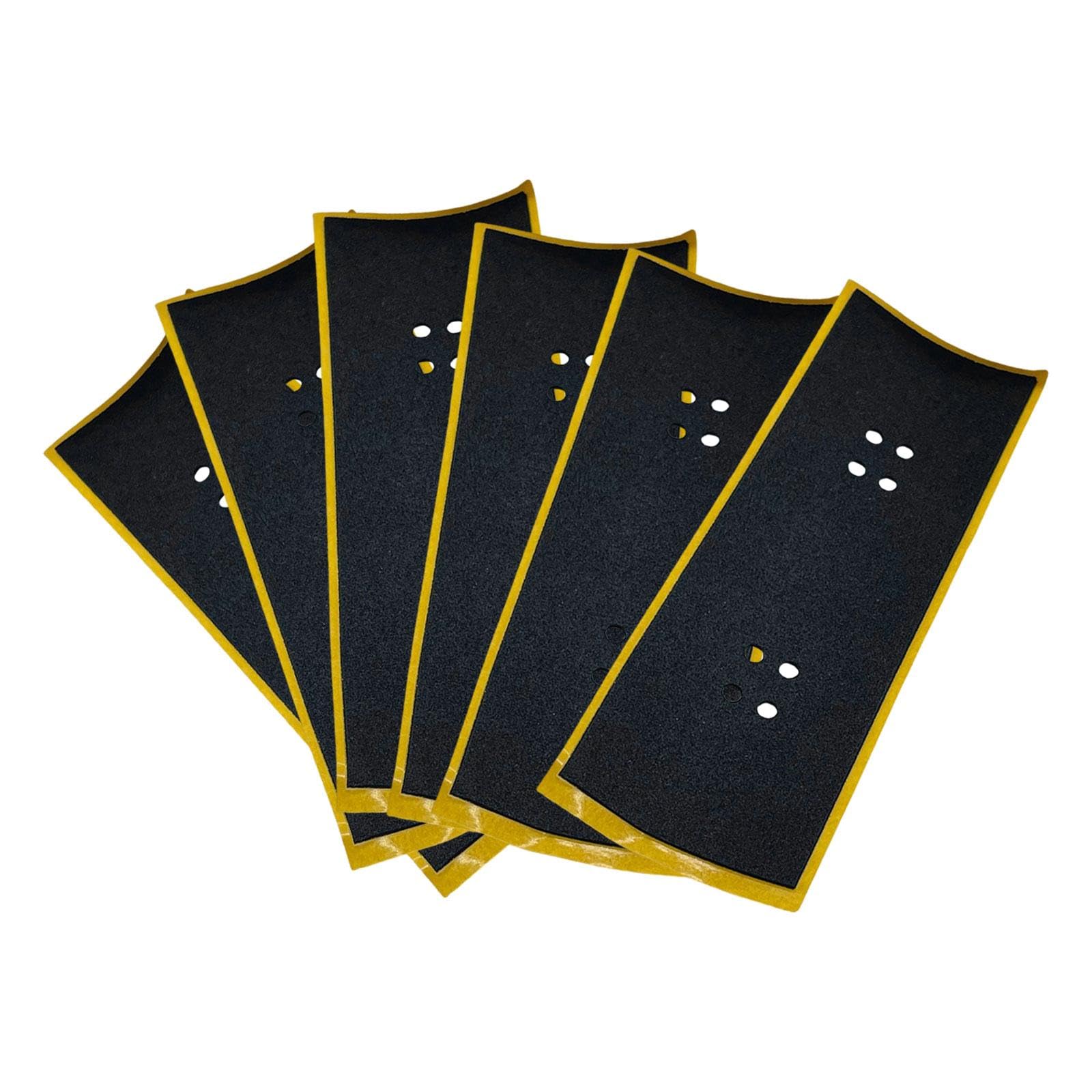 6Pcs Fingerboard Grip Tape Non Skid Accessories for Mini Skateboard Supplies Yellow Black Hole