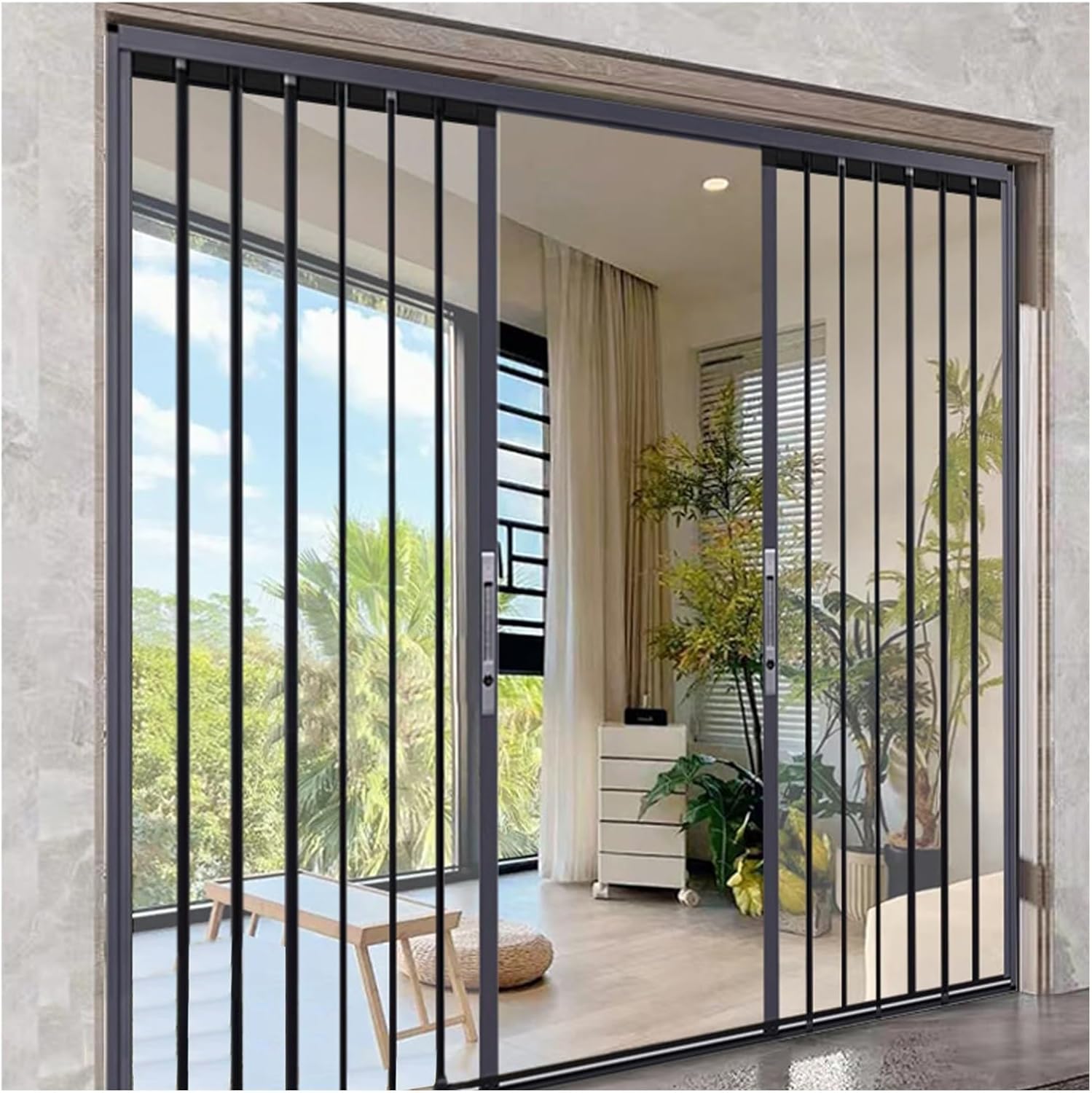 Amazon.com: JLXJYS 203 Cm Tall Clear Accordion Doors with Grey Frame ...