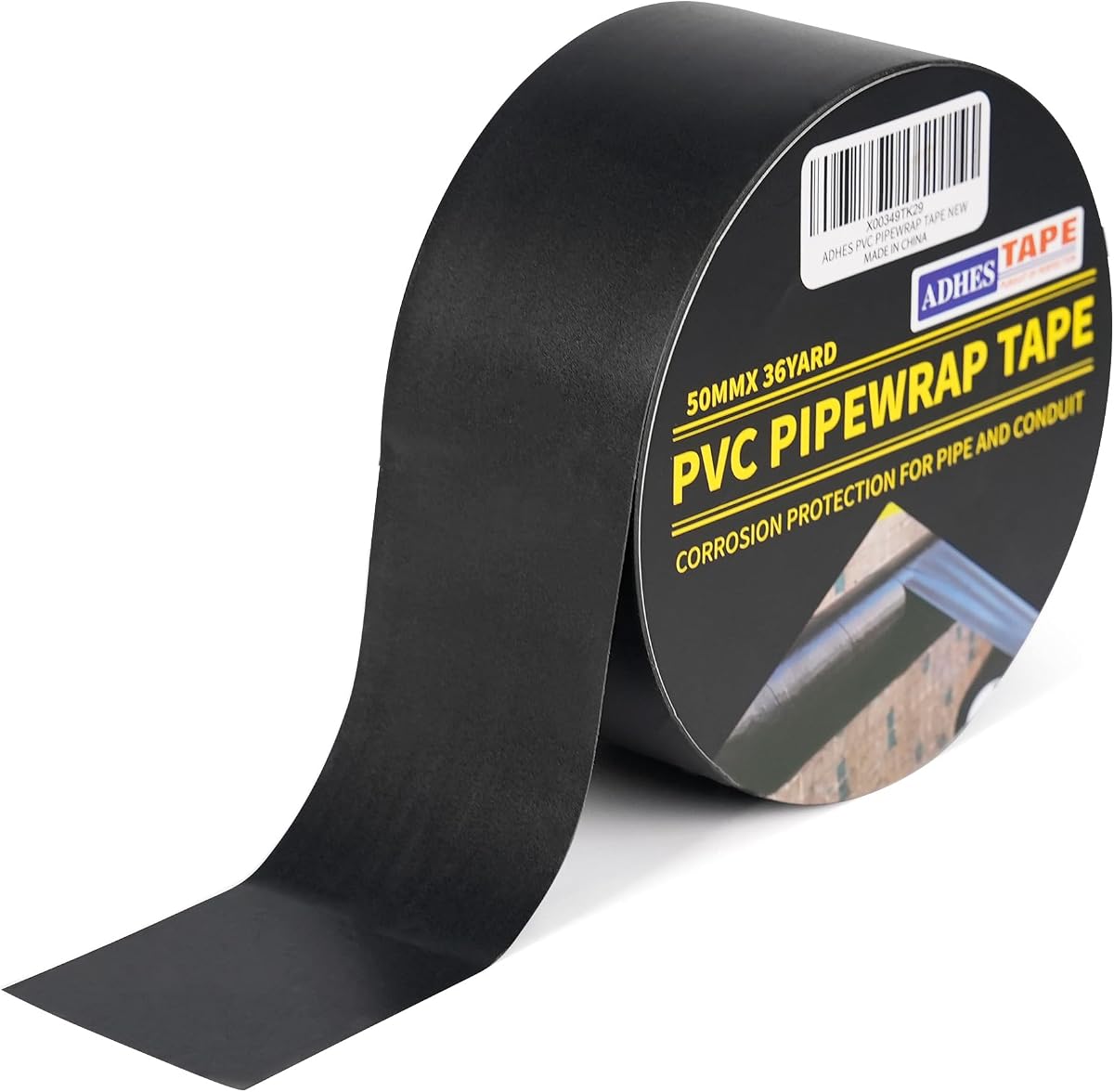 Cinta para tuberías de protección contra la corrosión ADHES, 2 pulgadas x 36 yardas (108 pies) 6,0 mil | Cinta adhesiva para tuberías de PVC, resistente a la intemperie, cinta adhesiva para tuberías de drenaje, tuberías metálicas y eléctricas, exteriores, tuberías subterráneas, color negro