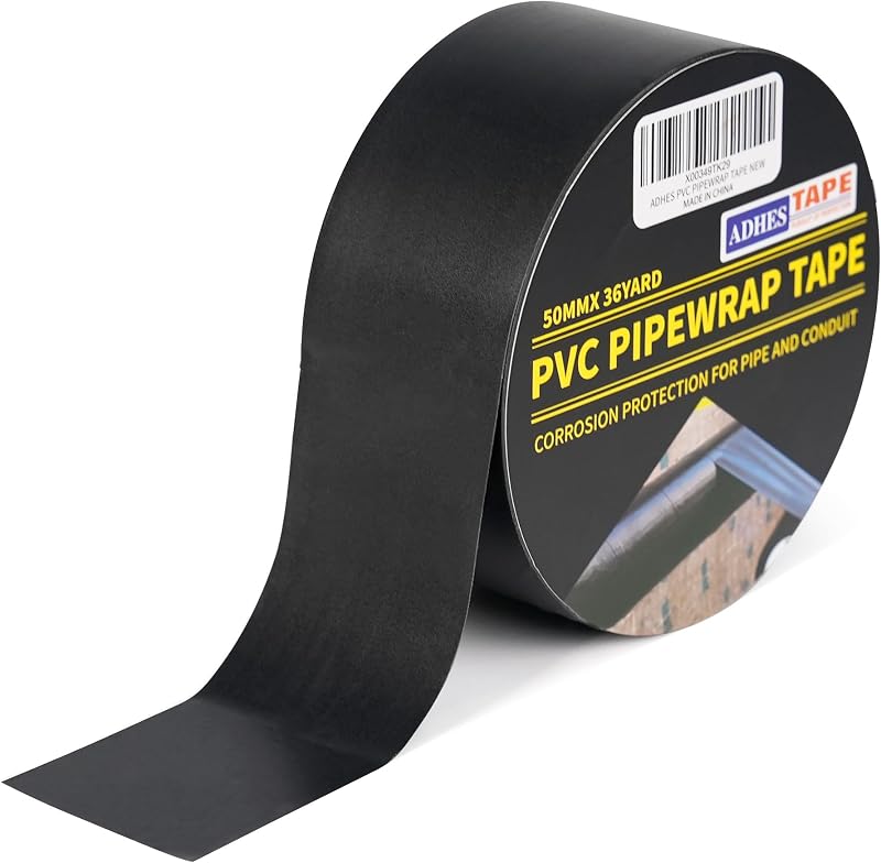 Cinta para tuberías de protección contra la corrosión ADHES, 2 pulgadas x 36 yardas (108 pies) 6,0 mil | Cinta adhesiva para tuberías de PVC, resistente a la intemperie, cinta adhesiva para tuberías de drenaje, tuberías metálicas y eléctricas, exteriores, tuberías subterráneas, color negro